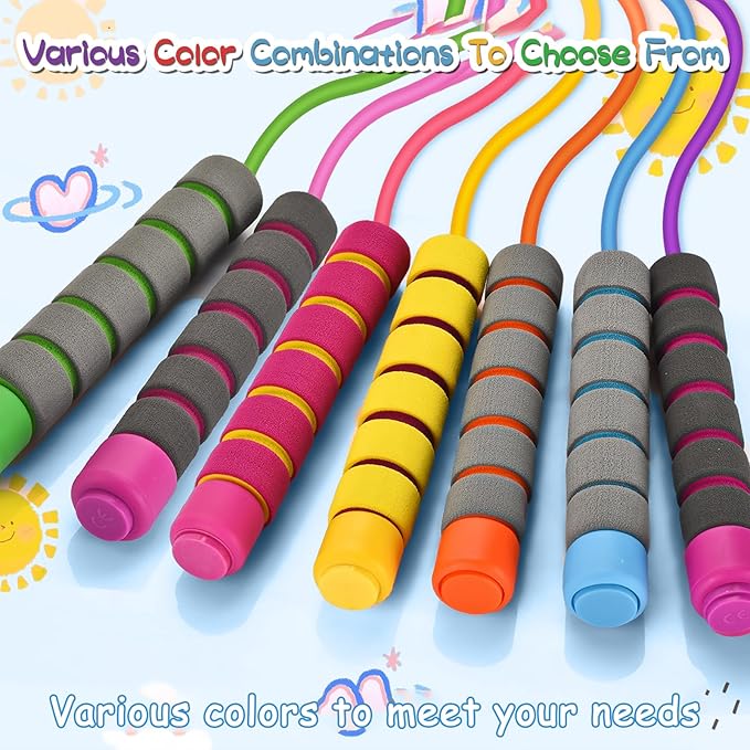 Jump Rope For Kids,Jump Rope Kids,Adjustable Soft Skipping Rope With Skin-Friendly Foam Handles For Boys,Girls,Women, Men,Exercise Activity,Outdoor Fitness