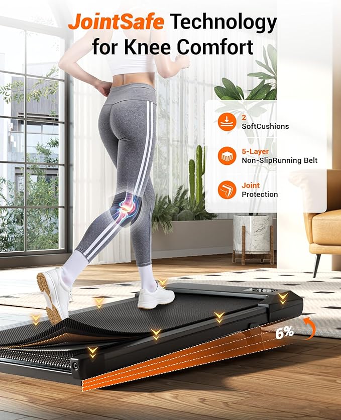 Walking Pad,6% Manual Incline Walking Pad Treadmill,Under Desk Treadmill for Home Office, with App & Remote,2.5HP Quiet,LED Display,300 lbs Capacity