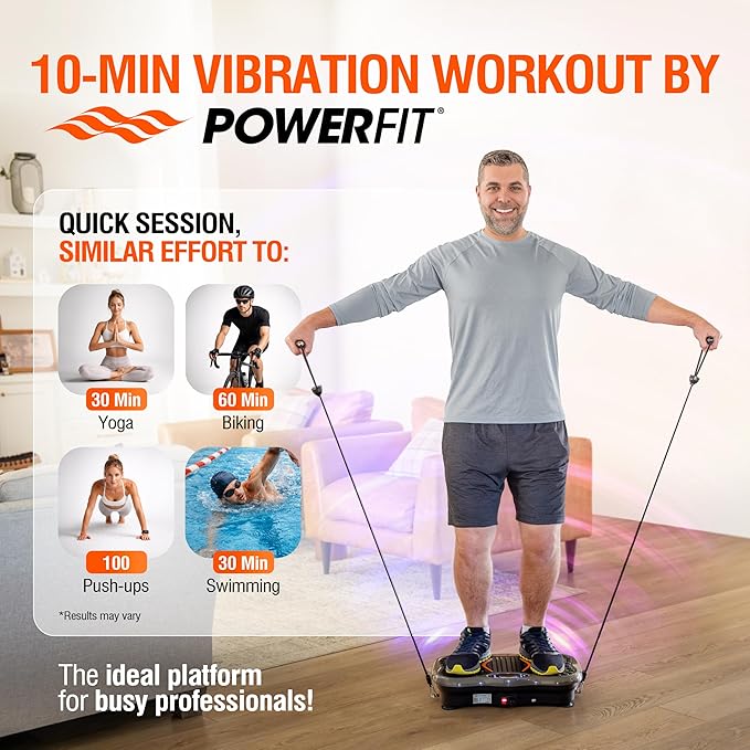 Powerfit Vibration Plate Exercise Machine - Waver Full Body Vibration Platform for Weight Loss & Lymphatic Drainage