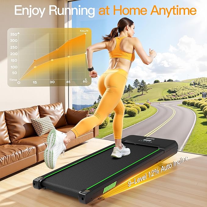 Akluer Walking Pad Treadmill, Portable Under Desk Treadmill 330lbs Capacity, Compact Treadmills Mini Walking Pad, 2.5HP Portable Treadmills with Remote Control, for Home Office Small Space