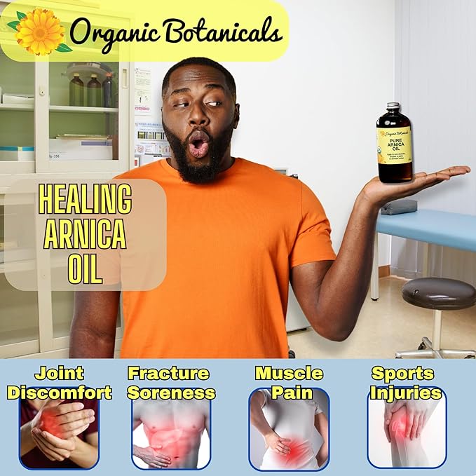Arnica Oil - Pure Organic Muscle Discomfort Bottle - Arnica Montana Oil for Arthritis, Bruising & Swelling, Muscle, Joint Discomfort, and Sports Injuries, Arnica Massage Oil, 64 oz