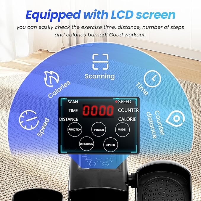 ALSO GO Under Desk Elliptical Machine, Electric Leg Exerciser for Seniors w/ 15Speeds Adjustable,Seated Pedal Exerciser, Auto & Manual Modes, Portable Quiet Magnetic Exercise Equipment for Home Office