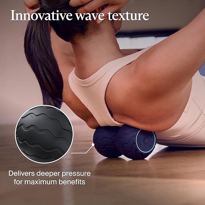 TheraGun Therabody WaveDuo - Ergonomically Contoured Foam Roller - Bluetooth Enabled Muscle Roller for Your Back, Neck & Spine with 5 Customizable Vibration Frequencies in Therabody App (Pack of 2)