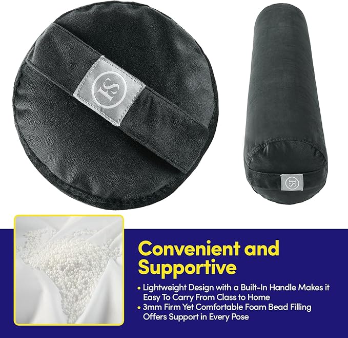 Meditation Cushion Bolster Pillow for Restorative Yoga – Supportive Cushion for Meditation, Pilates, and Relaxation – Filled with Buckwheat Hulls - Removable Cover