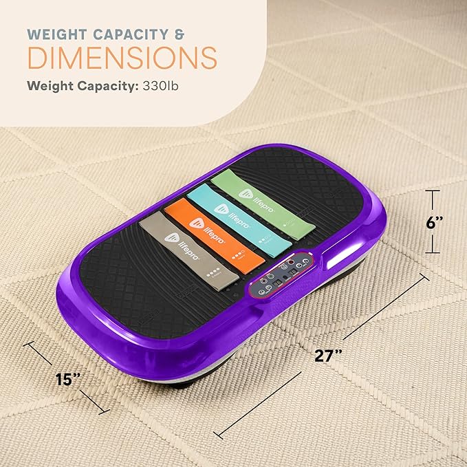 Lifepro Waver Vibration Plate Exercise Machine for Lymphatic Drainage, Muscle Activation, Full-Body Workout Vibrating Platform with Loop Bands, Fitness Equipment for Strength Toning & Fat Loss