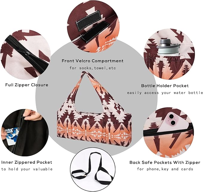 Yoga Mat Bag - Large Yoga Bag with Yoga Mat Strap, Zipper and Pockets - Yoga Bags and Carriers Fits All Your Stuff - Personalized Yoga Mat Bags for Women Fits Most Size Mats
