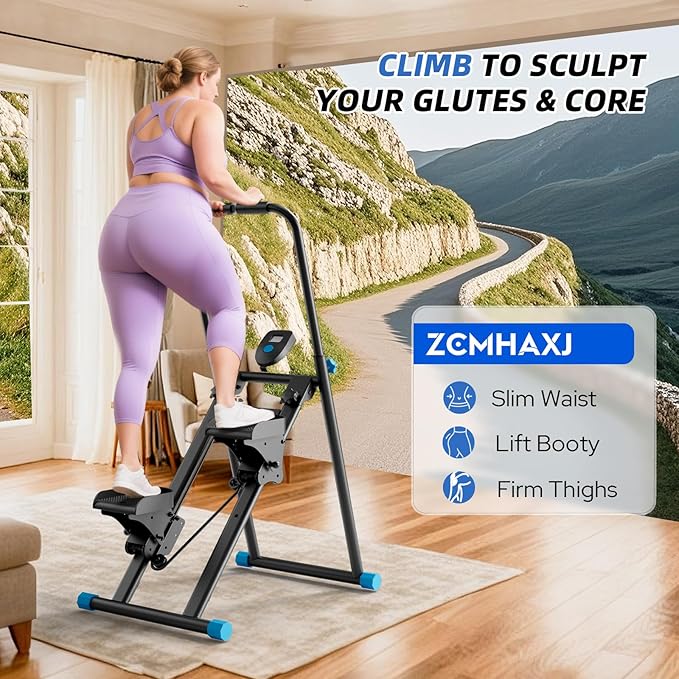 Foldable Stair Stepper for Home, Adjustable Stair Climber with 4 Heights & 3 Angles, Compact Folding Vertical Stair Master for Exercise at Home for Full-Body Workout