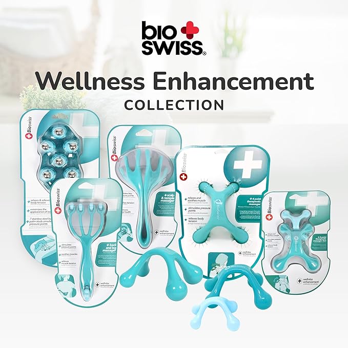 BioSwiss 2-Pack Handheld Full Body Massager, 4-Leg Pressure Point Tool for Back, Neck, and Shoulder, Includes 1 Large and 1 Small