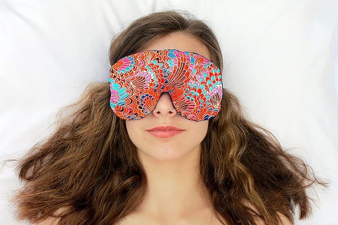 Handmade Weighted Sleep Eye Mask Yoga Pillow - Flax Seed Fill - Unscented - Frilly Fiesta - TEMF-FF