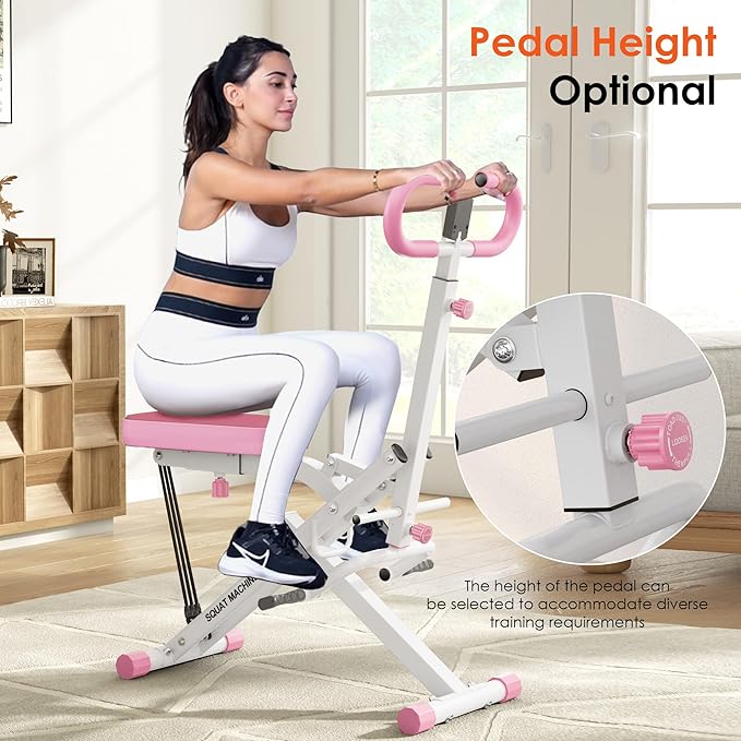 Squat Machine for Home Gym, Squat Rowing Machine with Adjustable Resistance and Optional Full Motion, Squat Assist Trainer for Glutes