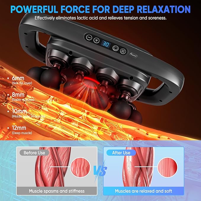 20-Head Massage Gun Set, Deep Tissue Massager with 3 Modes & 30 Levels, Muscle Massager Pain Relief, Percussion Massage Gun for Back/Shoulders/Legs/Waists (Black, 20-Head)