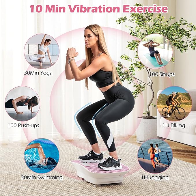Goplus Vibration Plate Exercise Machine, Vibrating Platform for Lymphatic Drainage w/Remote, LED Display, Home Workout Full Body Shake Board for Weight Loss