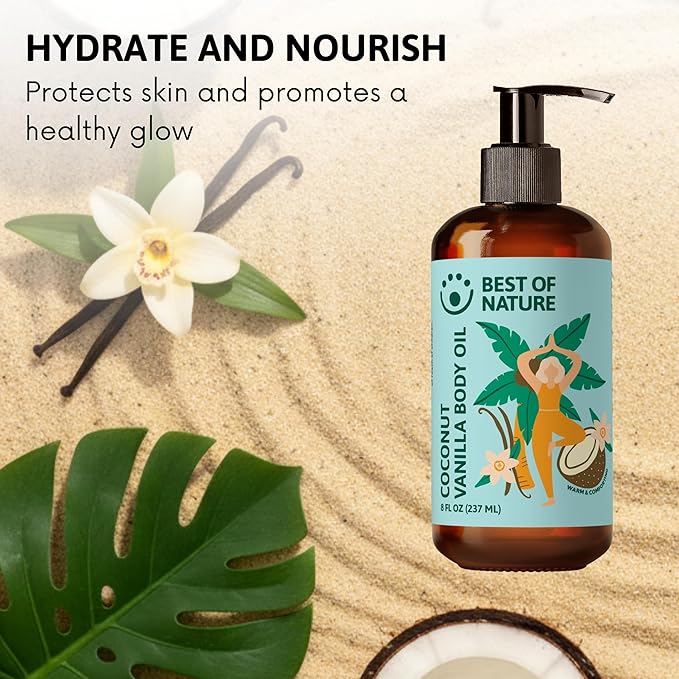 Best of Nature Coconut Vanilla Aromatherapy Massage Oil - Luxurious Blend with Coconut & Vanilla, Perfect for Spa Use, Relaxing Massage & Skin Hydration, Silky & Lightweight - 5 Gallon (640 fl oz)