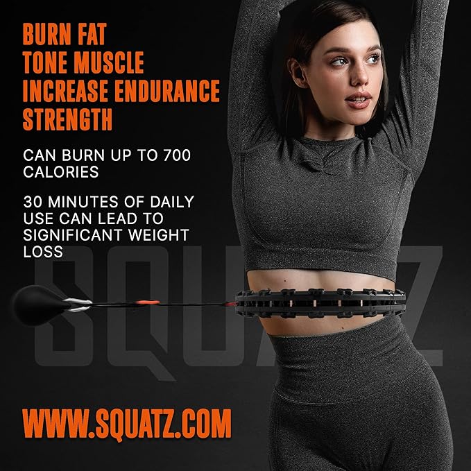 SQUATZ Exercise Hula Hoop for Adults Weight Loss - Weighted Hula Hoop for Workout, Adjustable & Detachable Weighted Hula-Hoop
