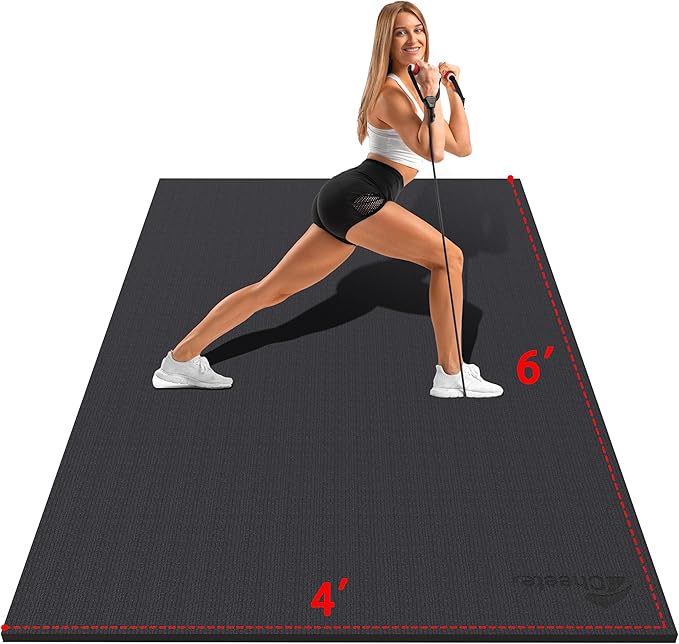 Extra Large Exercise Mat 6'x4'/7'x5'/6'x8'/6'x9'/6'x10'/6'x12'（7mm）, Gym Flooring for Home Gym,Thick Exercise Mats for Home Workout,Non-Slip,Extra Durable,High-Density Gym Mats for Jump Rope,Cardio