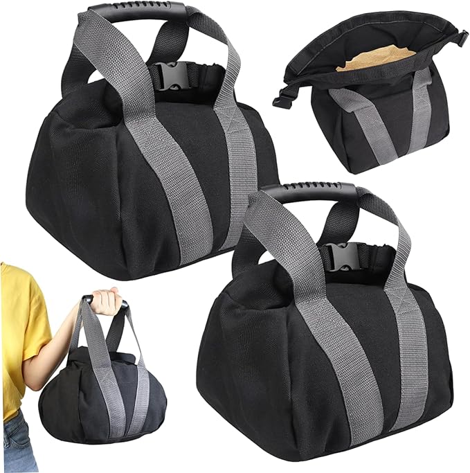 2Pcs Fitness Sandbags with Non-Slip Handle Refillable Portable Canvas Sand Kettlebell Soft Sand Bag for Home Training, Fitness, Yoga Workou Sandbags for Working Out