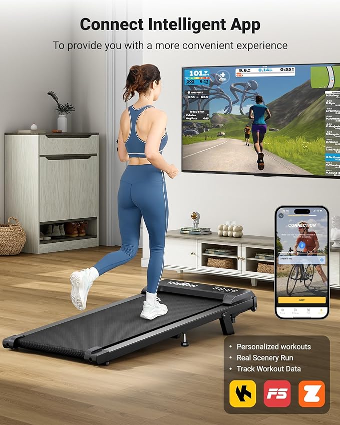 THERUN 10% Walking Pad with Auto Incline, Walking Pad for Home and Office, 2.5 HP Brushless Core Portable Under Desk App Walking Pad with Remote Control and LED Display