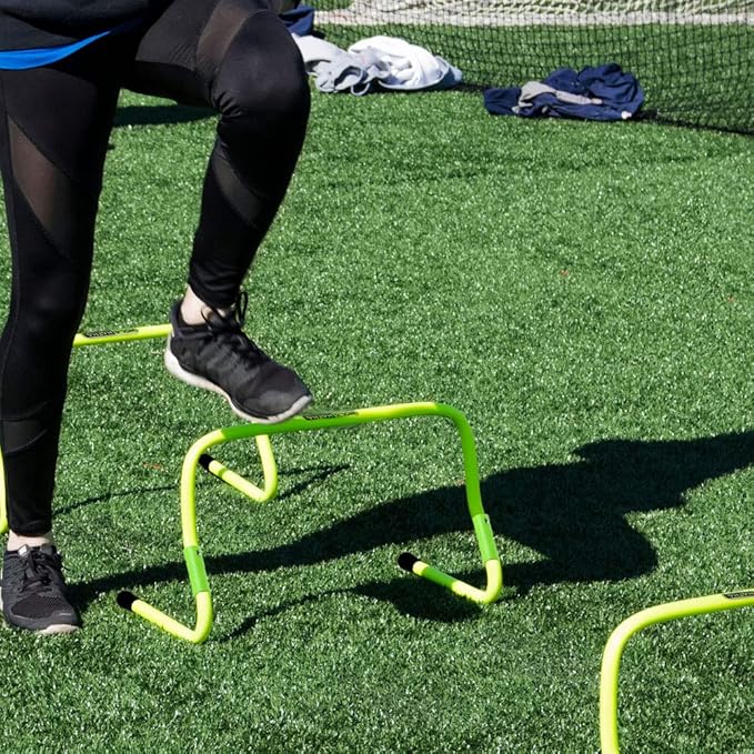 HolaHatha Agility Hurdle, Indoor Outdoor Sports Training Equipment for Track, Basketball, Football & Soccer - Height Adjustable, Bright Green