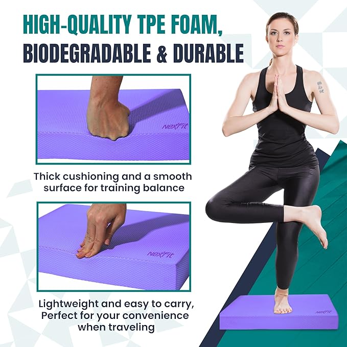High-Density Balance Pad - Durable TPE Foam Balance Pad Physical Therapy, Foam Exercise Pad with Non-Slip Surface, Lightweight for Home & Gym Workouts, Core Strength & Balance Enhancement