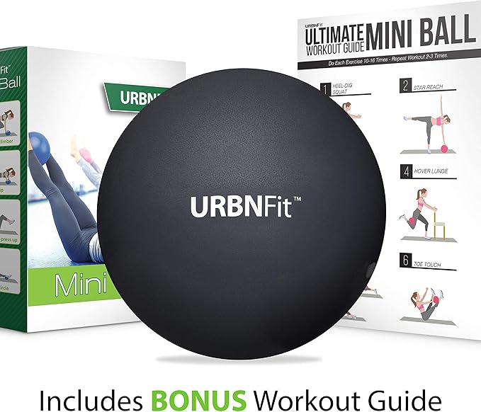 URBNFit Mini Exercise Ball 9” – Small Pilates & Yoga Stability Ball for Core Strength, Balance, Pregnancy & Physical Therapy – Anti-Burst Swiss Ball w/Quick Pump – Home, Office, Gym