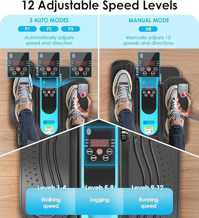 2025 New Under Desk Elliptical Machine,Portable Seated Pedal Exercise Machine for Seniors, 12 Adjustable Speed Elipse Leg Exerciser with Remote Control,Quiet Foot Exercise Machine for Home Office