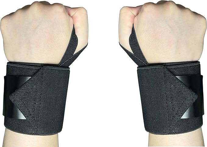 Generic Nylon Wrist Wraps - Weightlifting Wrist Straps - Black - Classic Style - Hook and Loop Closure - Heavy Duty Support and Protection for Exercise (Pair)
