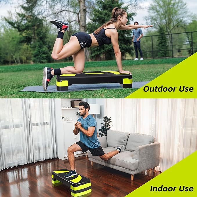 31" Aerobic Step Platform, Adjustable Height Exercise Workout Stepper, Stackable Risers Stepper for Exercise at Home Gym Workouts Fitness Equipment