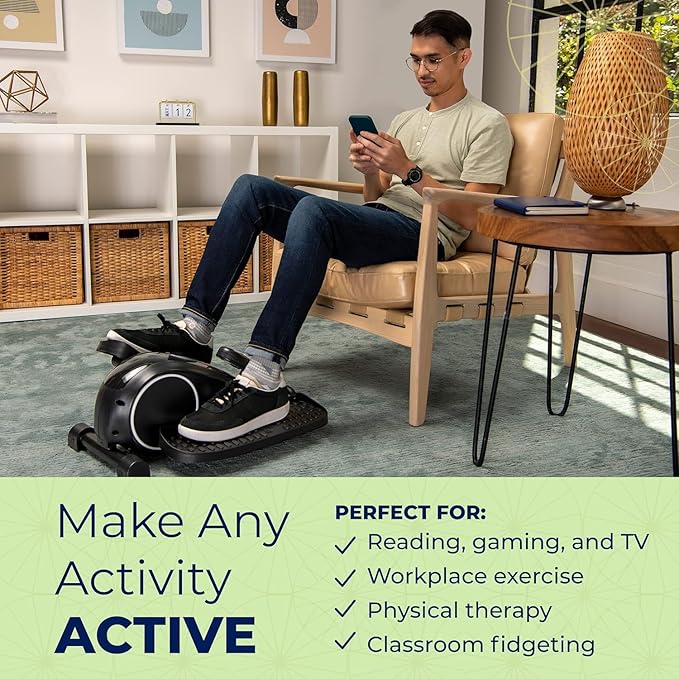 DeskCycle Under Desk Elliptical Machine up to 40 lbs Magnetic Resistance Foot Pedaler, Ultra-Smooth & Silent Seated Leg Exerciser, Heavy Duty Non-Sliding Steel Frame