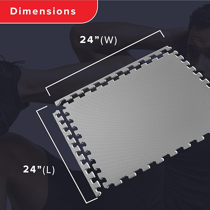 We Sell Mats 3/8" Thick Multipurpose EVA Foam Exercise Floor Mat, Interlocking Tiles, Anti-Fatigue for Home or Gym