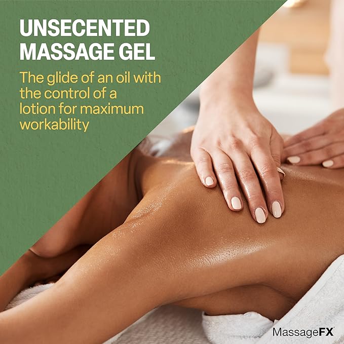 Massage Gel by Massage FX - 100% Pure Jojoba & Sunflower Seed Oil - Herbal Extracts Ivy, Arnica & Aloe - Unscented - Max Workability & Glide - Perfect for Full Body Massages - Paraben Free -1/2 Gallon