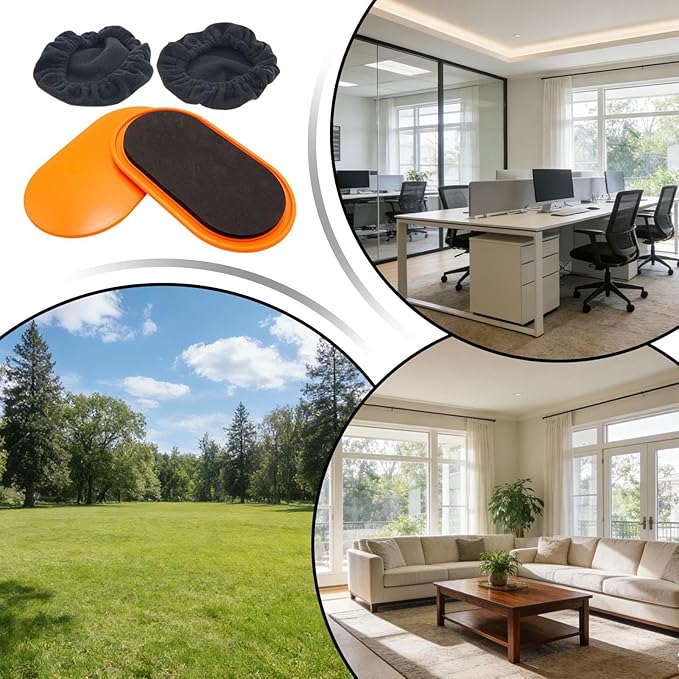 Core Sliders for Home Workouts - Oval Shape Fitness Gliders | Sided Sliding Discs for Carpet, Hardwood Floor Gym, Exercise Slides for Women Men, Indoor Daily Routine, Pilates Equipment