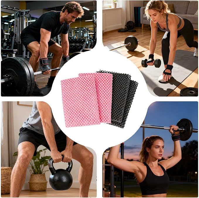 Non Slip Pilates Mat, Grip Workout Hand Pads, 4 Piece Fitness Cushions with Anti Skid, Foam Exercise Palm Guards, Strength Training Pads with Textured, Gym Accessory Set for Home