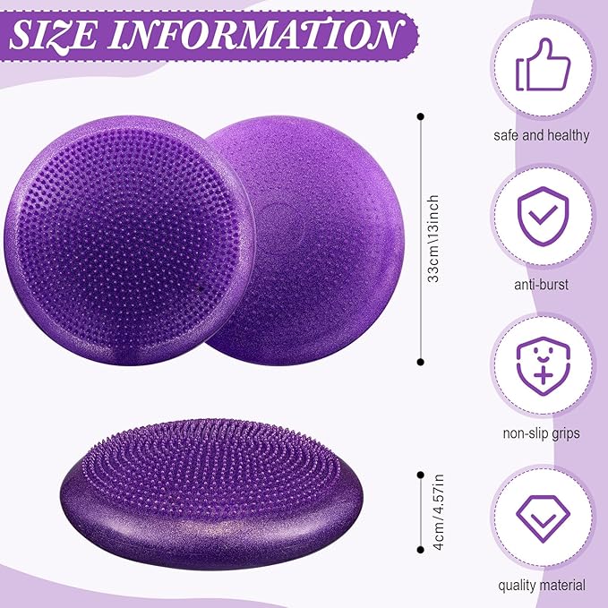 Libima 4 Pcs Glitter Wiggle Seat for Sensory Kids Inflated Wobble Cushion Sensory Seat Flexible Seating for Classroom Elementary, Balance Disc for Kids Adult Office Home