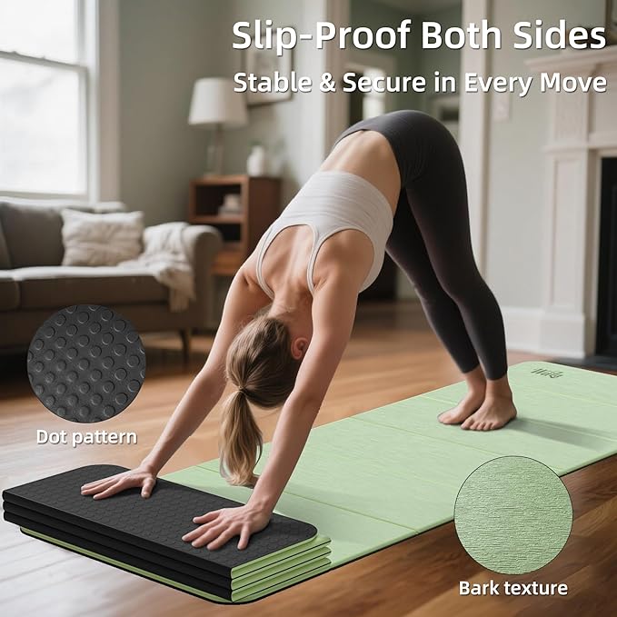 1/2 Inch Extra Thick Yoga Mat Pilates Equipment, 70"x24" Odorless Workout Mats for Home Gym, Non-slip Exercise Mats for Women Men Home Workout, Foldable Yoga Mats for Travel Camping Sleeping