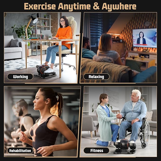 ANCHEER Elliptical Machine,Under Desk Elliptical Machine - Electric Pedal Exerciser with 12 Speed Levels, Quiet Operation, LCD Display & Remote Control - Portable Leg Exerciser for Home Office