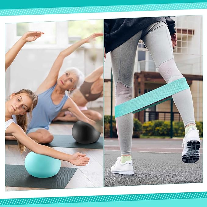 Poen Pilates Equipment Kit for Home Workout Pilates Ring and Ball Set for Women 12'' Circle Yoga Fitness Essentials Kit with Resistance Bands, Yoga Strap, Socks,Bag