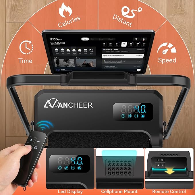 Small Walking Pad Treadmill with Incline - Under Desk Treadmills with Vibration Plate, 2.5HP Compact Portable Walking Pads with Handle Bar for Home Small Spaces, Office, Remote Control & LED Display