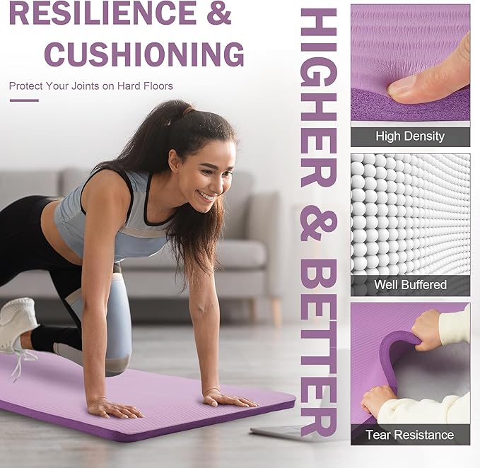 BalanceFrom Yoga Mat 1-Inch Extra Thick High-Density Exercise Mat with Non-Slip Surface & Carry Strap for Men & Women Tear-Resistant Pilates Workout Mat for Home Gym, Floor Fitness, Multiple Colors