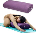 Gaiam Round Yoga Bolster Pillow, Soft Meditation Cushion for Yoga, Massage and Back Support, Breathable Cotton Fill, Zippered Microfiber Cover, Easy-Carry Handle, Machine Washable