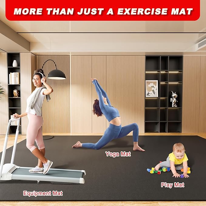 Extra Large Exercise Mat 6'x4'/7'x5'/6'x8'/6'x9'/6'x10'/6'x12'（7mm）, Gym Flooring for Home Gym,Thick Exercise Mats for Home Workout,Non-Slip,Extra Durable,High-Density Gym Mats for Jump Rope,Cardio