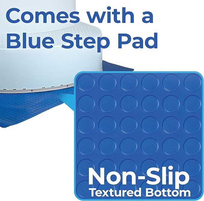 Aqua Select Resin Pool Steps for Above Ground Pools | Misty Grey | Heavy-Duty ABS Construction | 350 lb Capacity, Non-Slip Step Treads, & Handrail | Includes Liner Guard | No Weights Needed