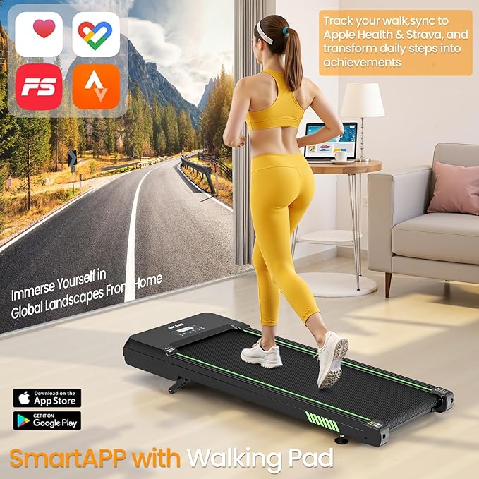 Akluer Walking Pad Treadmill, Portable Under Desk Treadmill 330lbs Capacity, Compact Treadmills Mini Walking Pad, 2.5HP Portable Treadmills with Remote Control, for Home Office Small Space