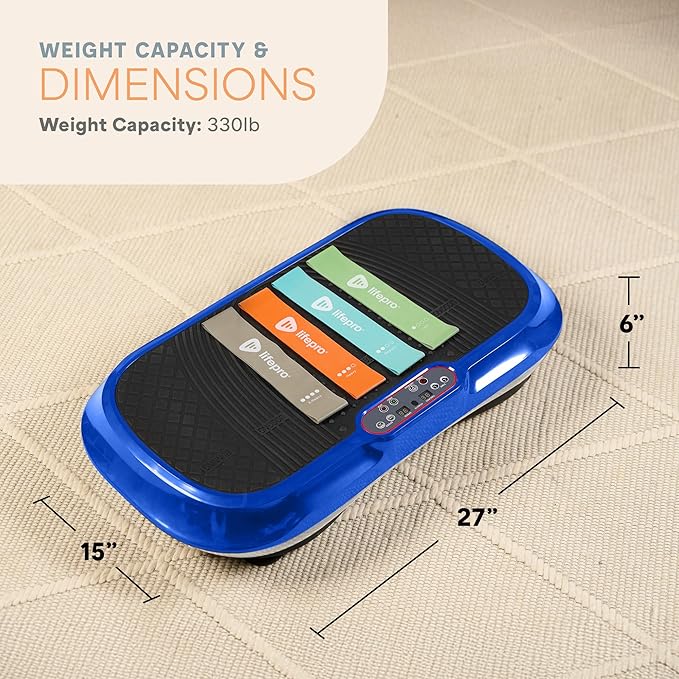 Lifepro Waver Vibration Plate Exercise Machine for Lymphatic Drainage, Muscle Activation, Full-Body Workout Vibrating Platform with Loop Bands, Fitness Equipment for Strength Toning & Fat Loss