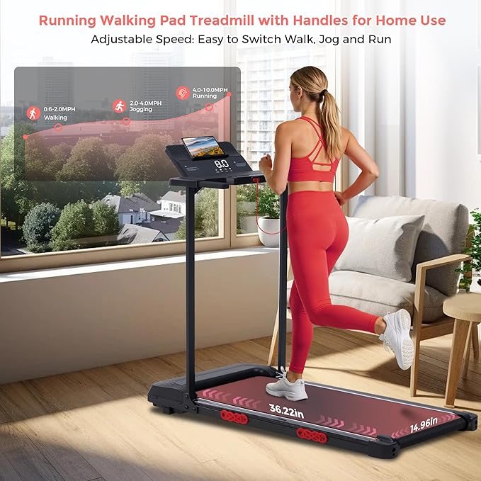 Walking Pad with Incline, 2026 Upgrade Electric Small Walking Pad with Handle Bar, 3.0HP Protable Walking Pad Treadmill with Handles and Incine for Home Small, 0.6-7.6MPH, 350LBS