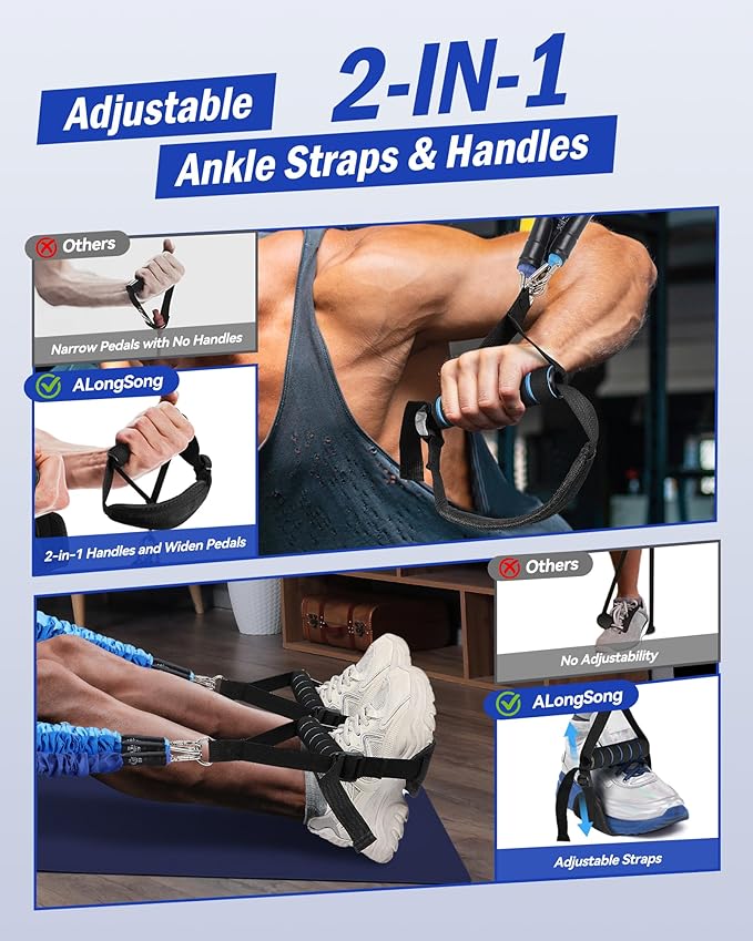 Upgraded Pilates Bar Kit with Resistance Bands Natural Latex for Women & Men, Heavy-Duty Stainless Steel Multifunctional Yoga Pilates Stick for Home Gym Exercise Fitness Equipment Full-Body Workouts