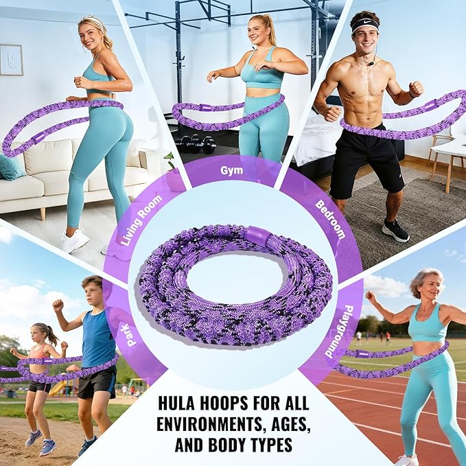 Soft Hula Hoop for Adults 3.3lb Weighted Hula Hoops for Women Weight Loss Pilates Equipment Infinity Hoop Soft Spring Weighted Hoop for Adults Women Beginners Kids Home Travel Gym