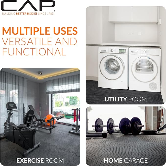 CAP Puzzle Exercise Mats | 1” Thick EVA Interlocking Foam Tiles for Home Gym Flooring | Multiple Options