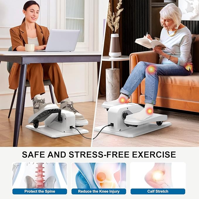 VIVURN-018 Under Desk Elliptical 12 Speed 5 Modes Mini Motorized Leg Exerciser While Sitting for Seniors As Seen on TV with Non-Slip Mat Quiet & Portable Electric Pedal Exerciser for Home and Office
