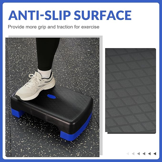 Fitvids 18" Aerobic Step Platform, Workout Stepper with Adjustable 2 Stackable Risers 3" 5.5" for Home Gym Small Space, Exercise Step, Multiple Option