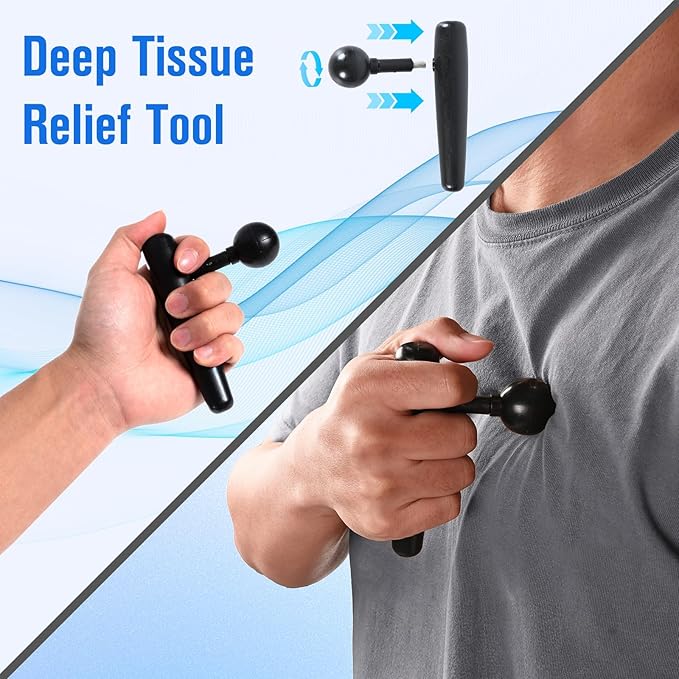 Trigger Point Massage Tool,Two Shapes Handheld Back and Neck Massager for Pain Relief,Muscle Release Tool Manual Massage Hook Back Neck Shoulder Massager Black - Gift for Women & Men